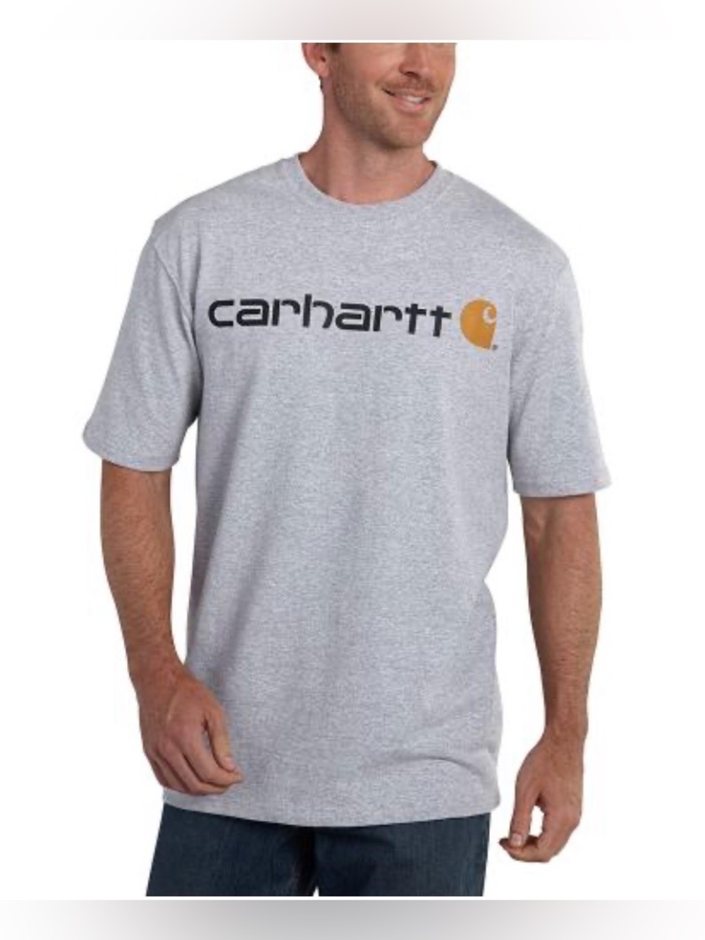 Carhartt Heather Gray Short Sleeve Logo Men’s T-Shirt, Size M, Original Fit, EUC